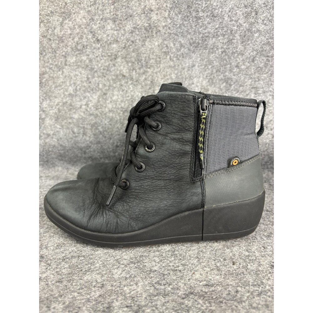 Bogs Boots Womens Size 7 Black Vista‎ Rugged Lace Waterproof Leather 72707-009